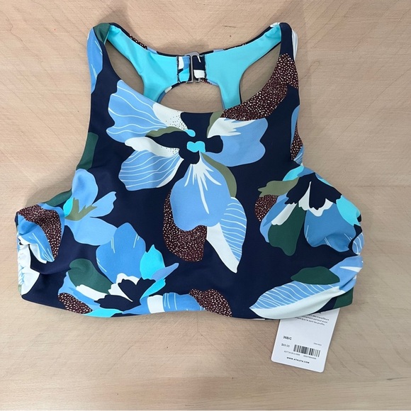 Athleta Other - Athleta Maldives Bra Cup Bikini Top Size 36 B/C Floral High Neck Underwire